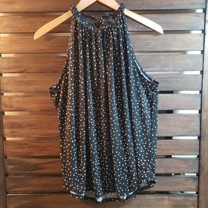 Black/ white polka-dot tank